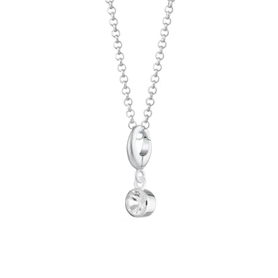 LILY CHARMED WOMEN'S STERLING SILVER APRIL BIRTHSTONE CHARM NECKLACE - WHITE TOPAZ