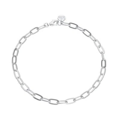 LILY CHARMED WOMEN'S STERLING SILVER CHUNKY OVAL LINK CHARM BRACELET