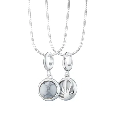 LILY CHARMED WOMEN'S STERLING SILVER HOWLITE HEALING STONE NECKLACE WITH ROUND SNAKE CHAIN - POSITIVE THOUGHT CHA