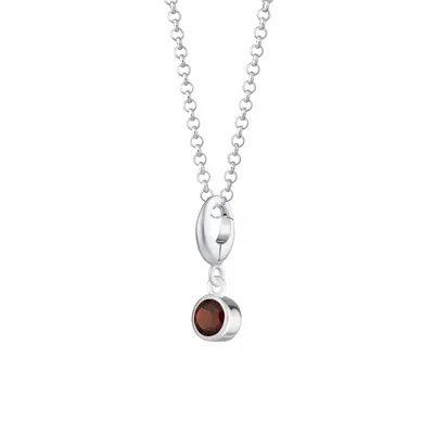 LILY CHARMED WOMEN'S STERLING SILVER JANUARY BIRTHSTONE CHARM NECKLACE - GARNET