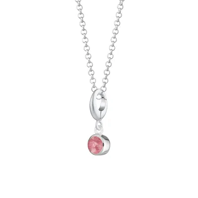 LILY CHARMED WOMEN'S STERLING SILVER OCTOBER BIRTHSTONE CHARM NECKLACE - PINK TOURMALINE