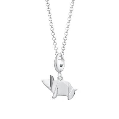 LILY CHARMED WOMEN'S STERLING SILVER ORIGAMI PIG CHARM NECKLACE