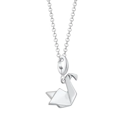 LILY CHARMED WOMEN'S STERLING SILVER ORIGAMI SWAN CHARM NECKLACE