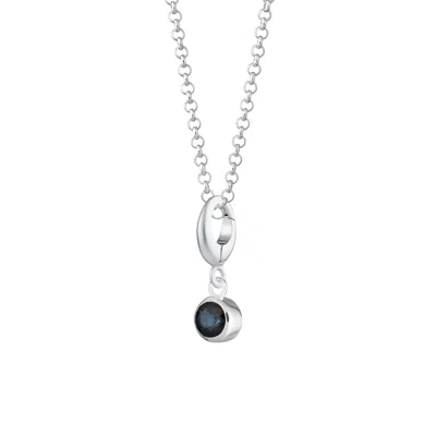 LILY CHARMED WOMEN'S STERLING SILVER SEPTEMBER BIRTHSTONE CHARM NECKLACE - SAPPHIRE