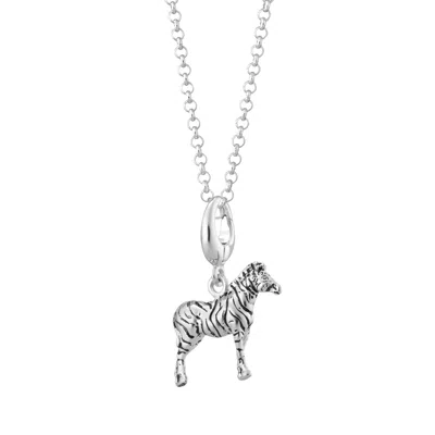 LILY CHARMED WOMEN'S STERLING SILVER ZEBRA CHARM NECKLACE