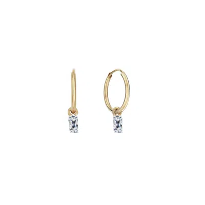 LILY FLO JEWELLERY WOMEN'S GOLD RISING STAR BAGUETTE DIAMOND HUGGIE HOOPS