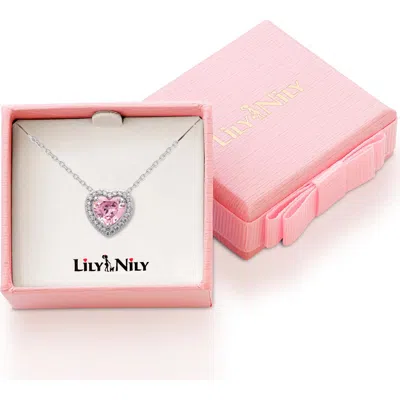 LILY NILY LILY NILY KIDS' CUBIC ZIRCONIA HEART HALO NECKLACE