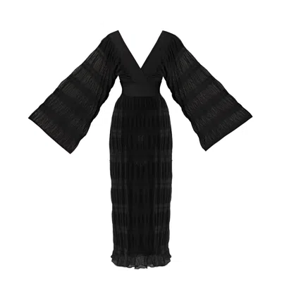 LILY PHELLERA WOMEN'S BLACK CALLIA KIMONO DRESS