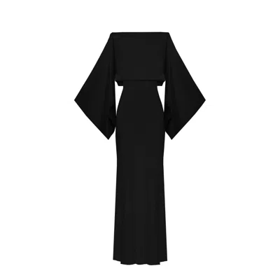 LILY PHELLERA WOMEN'S RAYA KIMONO DRESS IN MIDNIGHT BLACK