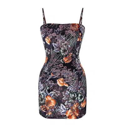 LILY PHELLERA WOMEN'S ROCKY MINI BODYCON DRESS IN BURN OUT VELVET