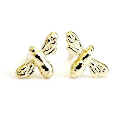 LIME TREE DESIGN WOMEN'S MINI BEE STUD EARRINGS GOLD VERMEIL