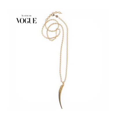 LINDA FIORE WOMEN'S LONG NECKLACE WITH HORN PENDANT, GOLD VERMEIL