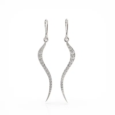 LINDA FIORE WOMEN'S WHITE / SILVER SWIRL EARRINGS SILVER WITH CLEAR CZ