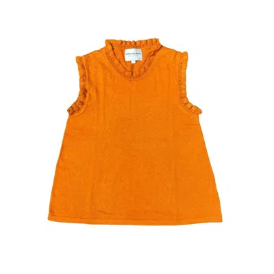 LINDSAY NICHOLAS NEW YORK WOMEN'S FRILL CREWNECK SHELL IN ORANGE