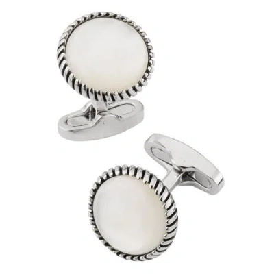 LINK UP LINK UP ROUND CUFFLINKS WITH TEXTURE BORDER