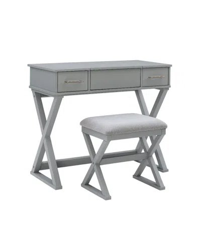 LINON HOME DECOR ARAGLIN VANITY SET WITH STOOL