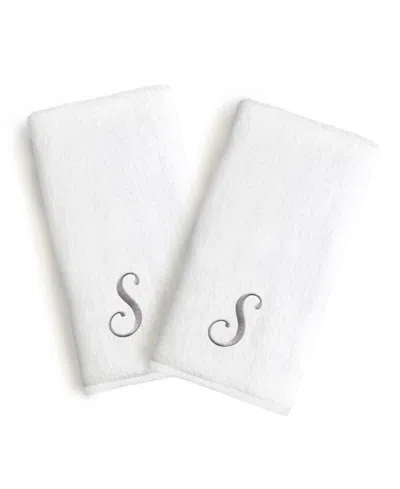 LINUM HOME LINUM FONT MONOGRAMMED LUXURY 100% TURKISH COTTON NOVELTY 2-PC HAND TOWELS, 16" X 30"
