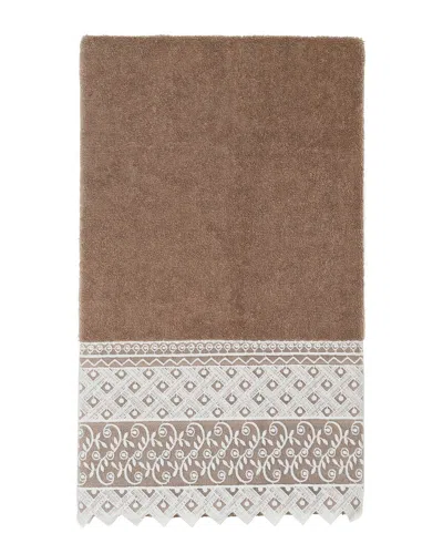 LINUM HOME TEXTILES LINUM HOME TEXTILES 100% TURKISH COTTON AIDEN WHITE LACE EMBELLISHED BATH TOWEL