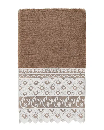 LINUM HOME TEXTILES LINUM HOME TEXTILES 100% TURKISH COTTON AIDEN WHITE LACE EMBELLISHED HAND TOWEL