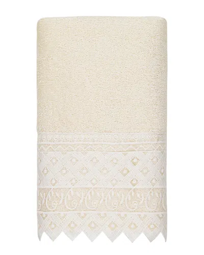 LINUM HOME TEXTILES LINUM HOME TEXTILES 100% TURKISH COTTON AIDEN WHITE LACE EMBELLISHED HAND TOWEL