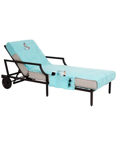 LINUM HOME TEXTILES LINUM HOME TEXTILES ANCHOR EMBROIDERED CHAISE LOUNGE COVER WITH POCKETS