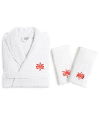 LINUM HOME TEXTILES DNU LINUM HOME TEXTILES MERRY CHRISTMAS TURKISH COTTON HAND TOWELS & BATHROBE SET