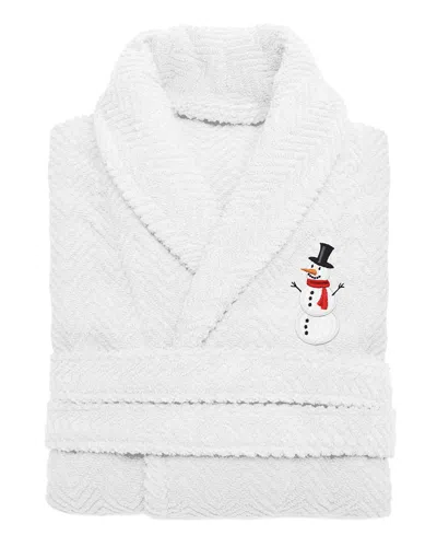 LINUM LINUM HOME TEXTILES HERRINGBONE WEAVE EMBROIDERED HOLIDAY BATH ROBE