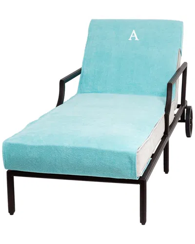 LINUM HOME TEXTILES LINUM HOME TEXTILES MONOGRAMMED AQUA CHAISE LOUNGE COVER, (A-Z)