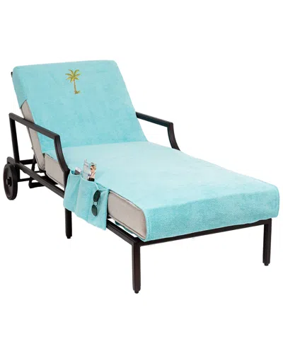 LINUM HOME TEXTILES LINUM HOME TEXTILES PALM TREE EMBROIDERED CHAISE LOUNGE COVER WITH POCKETS
