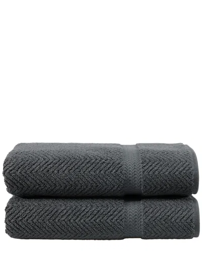 LINUM HOME TEXTILES LINUM HOME TEXTILES SET OF 2 HERRINGBONE BATH SHEET