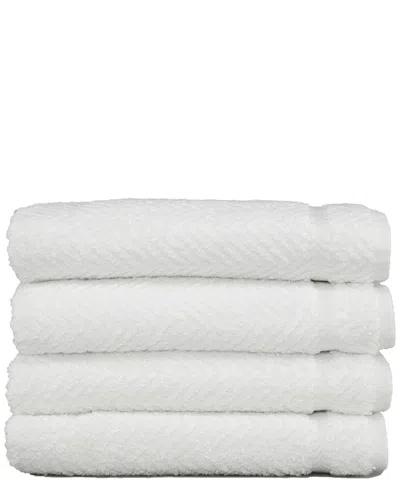 LINUM HOME TEXTILES LINUM HOME TEXTILES SET OF 4 HERRINGBONE HAND TOWELS