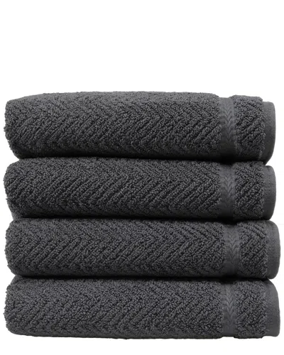 LINUM HOME TEXTILES LINUM HOME TEXTILES SET OF 4 HERRINGBONE HAND TOWELS