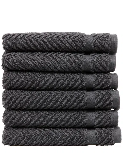 LINUM HOME TEXTILES LINUM HOME TEXTILES SET OF 6 HERRINGBONE WASHCLOTHS