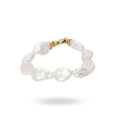 LINYA JEWELLERY WOMEN'S GOLD NATURAL BAROQUE PEARL BRACELET