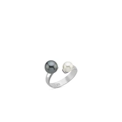 LINYA JEWELLERY WOMEN'S NERA GRAY PEARL RING SILVER