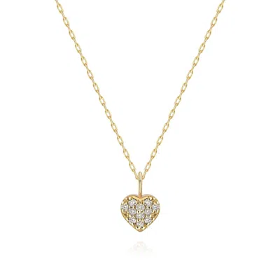 LINYA JEWELLERY WOMEN'S REAL GOLD HEART NECKLACE, PAVE HEART NECKLACE, MINI HEART NECKLACE, LOVE PENDANT
