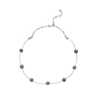 LINYA JEWELLERY WOMEN'S SILVER TOHORA BLACK PEARL CHOKER