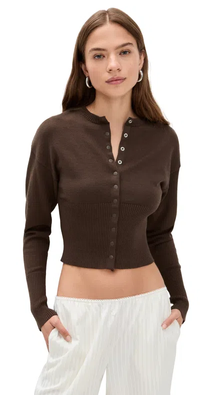 LIONESS HEAD IN THE CLOUDS CARDIGAN COFFEE