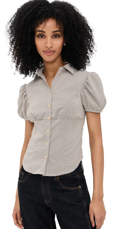 LIONESS MON CHERI BLOUSE BEIGE GINGHAM