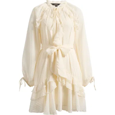 LIPSY LIPSY DOTTY RUFFLE TIE WAIST LONG SLEEVE DRESS