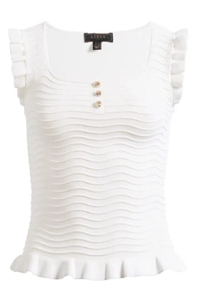LIPSY LIPSY WAVE STITCH RUFFLE ACCENT KNIT TOP