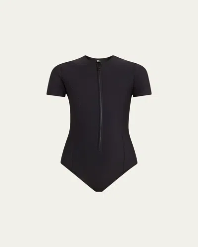 LISA MARIE FERNANDEZ FARRAH RASHGUARD ONE-PIECE SWIMSUIT