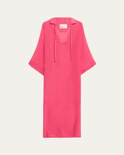 LISA MARIE FERNANDEZ LINEN-BLEND TUNIC CAFTAN