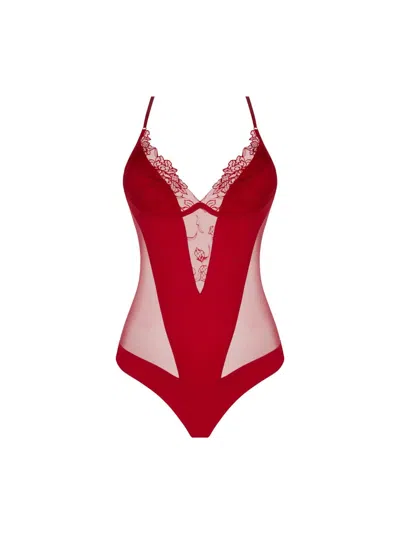 LISE CHARMEL WOMEN'S ADORABLE EN SEXY BODYSUIT IN ROUGE EFFUSION