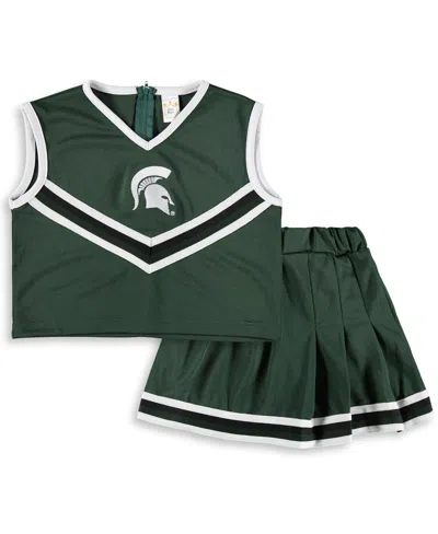 LITTLE KING APPAREL BIG GIRLS GREEN MICHIGAN STATE SPARTANS TWO-PIECE CHEER SET