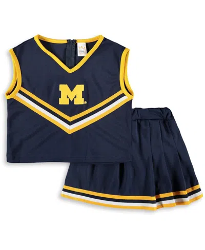 LITTLE KING APPAREL BIG GIRLS NAVY MICHIGAN WOLVERINES TWO-PIECE CHEER SET