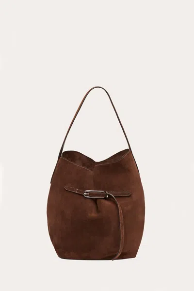 LITTLE LIFFNER BELTED BUCKET BAG LARGE DARK BROWN SUEDE