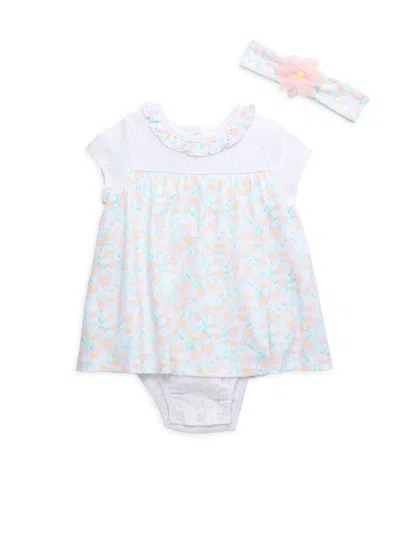 LITTLE ME BABY GIRL'S 2-PIECE DAISY DOT DRESS & HEADBAND SET