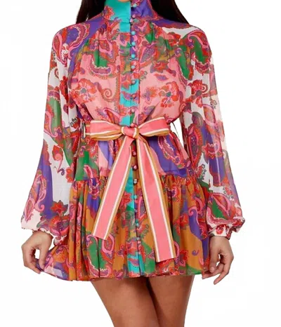 LITTLE SECRET OF MINE DARE TO FLARE PAISLEY MINI DRESS IN PINK