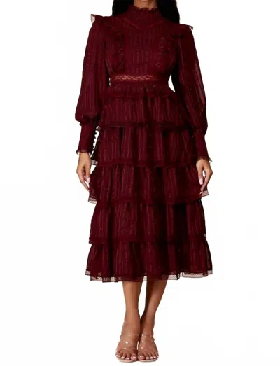 LITTLE SECRET OF MINE LONG MAXI DRESS WITH SLEEVES IN RED